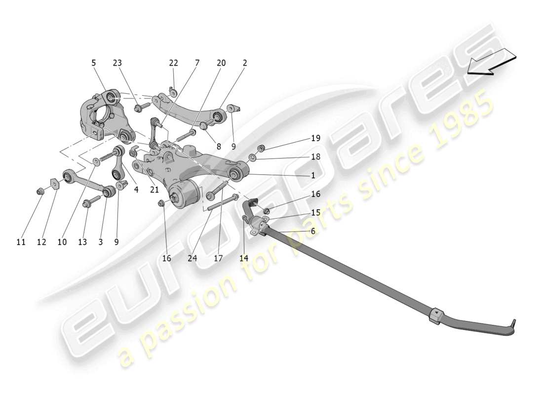 maserati grecale gt (2023) rear suspension part diagram