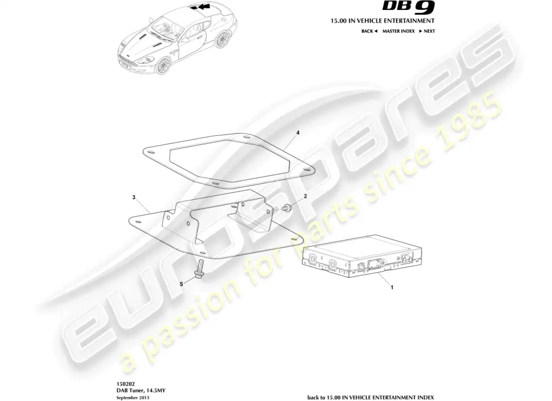 aston martin db9 (2017) dab tuner, 14.5my parts diagram
