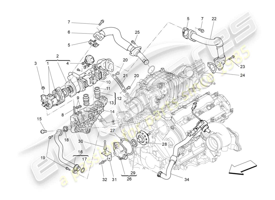 maserati ghibli (2015) oil vapour recirculation system parts diagram