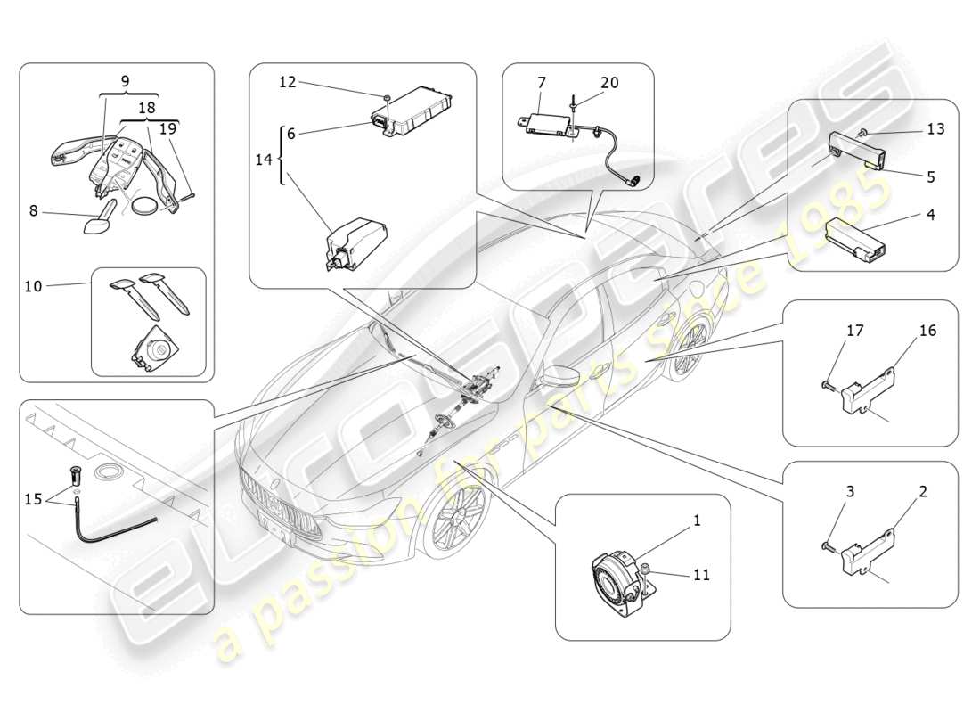 a part diagram from the maserati ghibli (2014-2016) parts catalogue