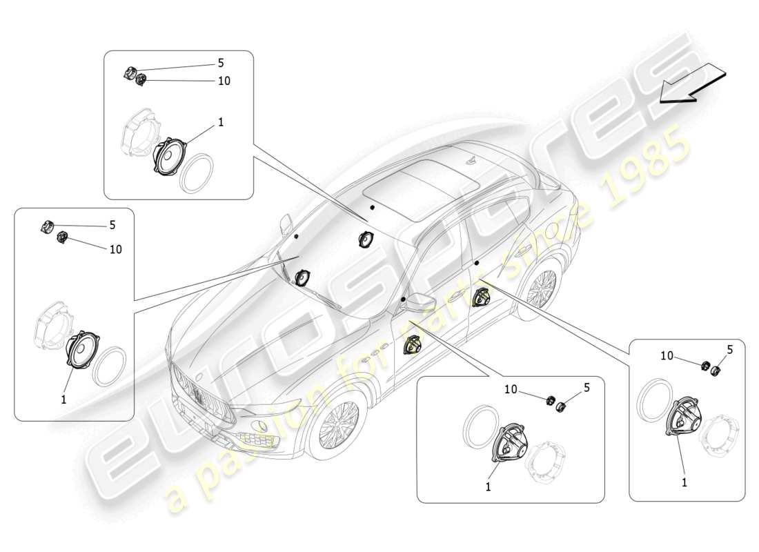 maserati levante modena (2022) sound diffusion system part diagram