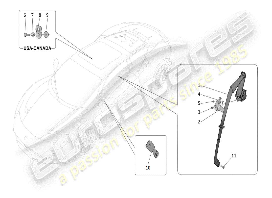 maserati mc20 (2024) seat belts parts diagram
