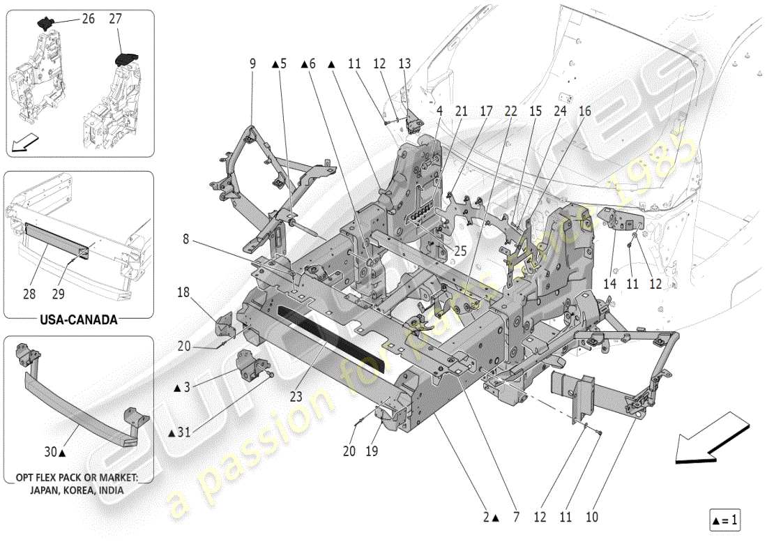 maserati mc20 (2024) front chassis parts diagram