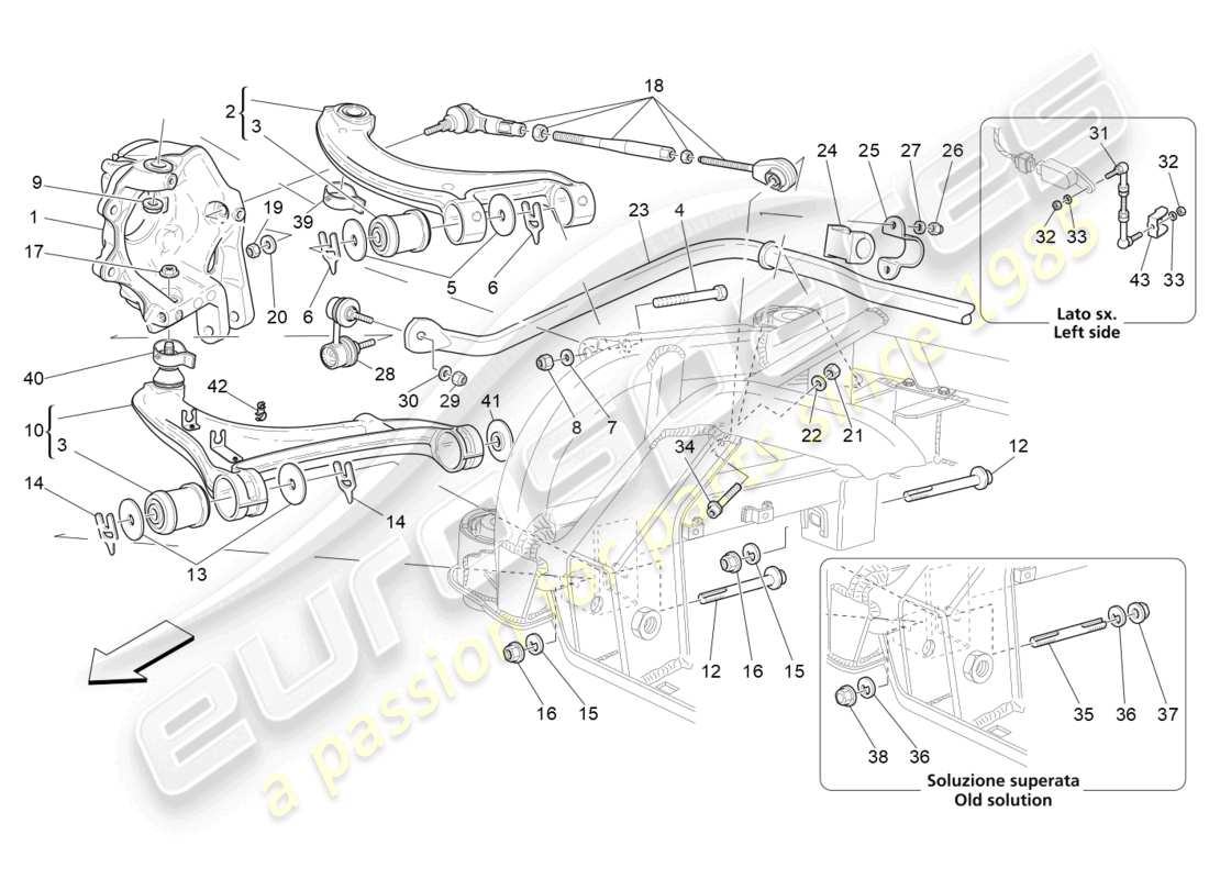 maserati granturismo mc stradale (2011) rear suspension part diagram