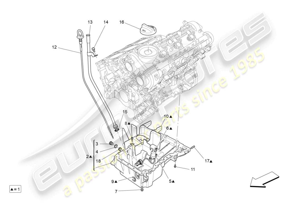 maserati ghibli (2018) lubrication system: circuit and collection part diagram