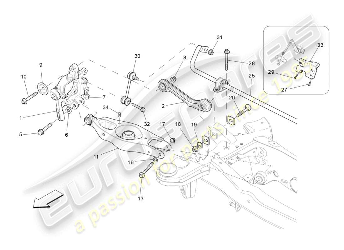 maserati ghibli (2018) rear suspension part diagram