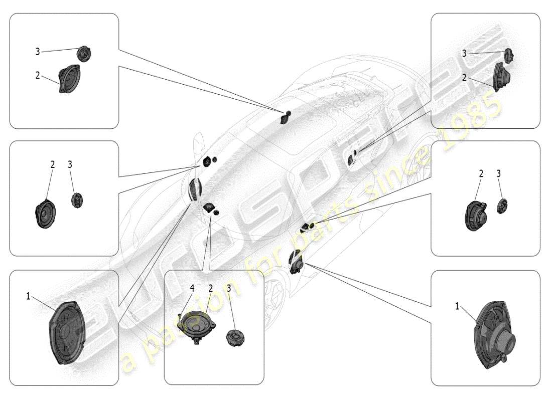 maserati mc20 (2024) sound diffusion system parts diagram