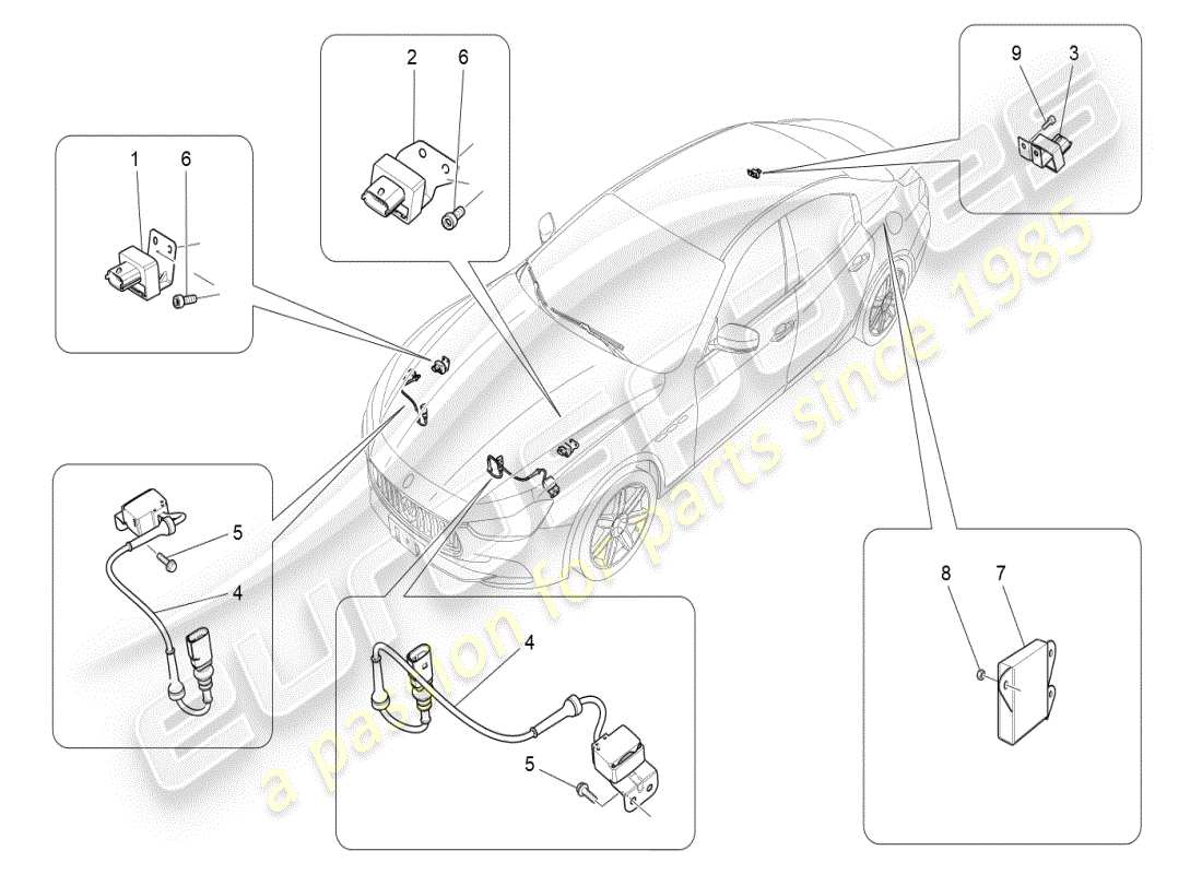 maserati ghibli (2021) electronic control (suspension) part diagram