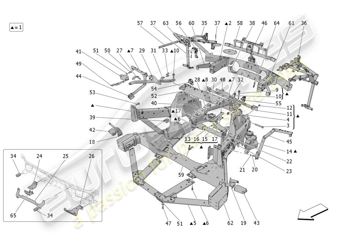 maserati mc20 (2022) rear chassis part diagram