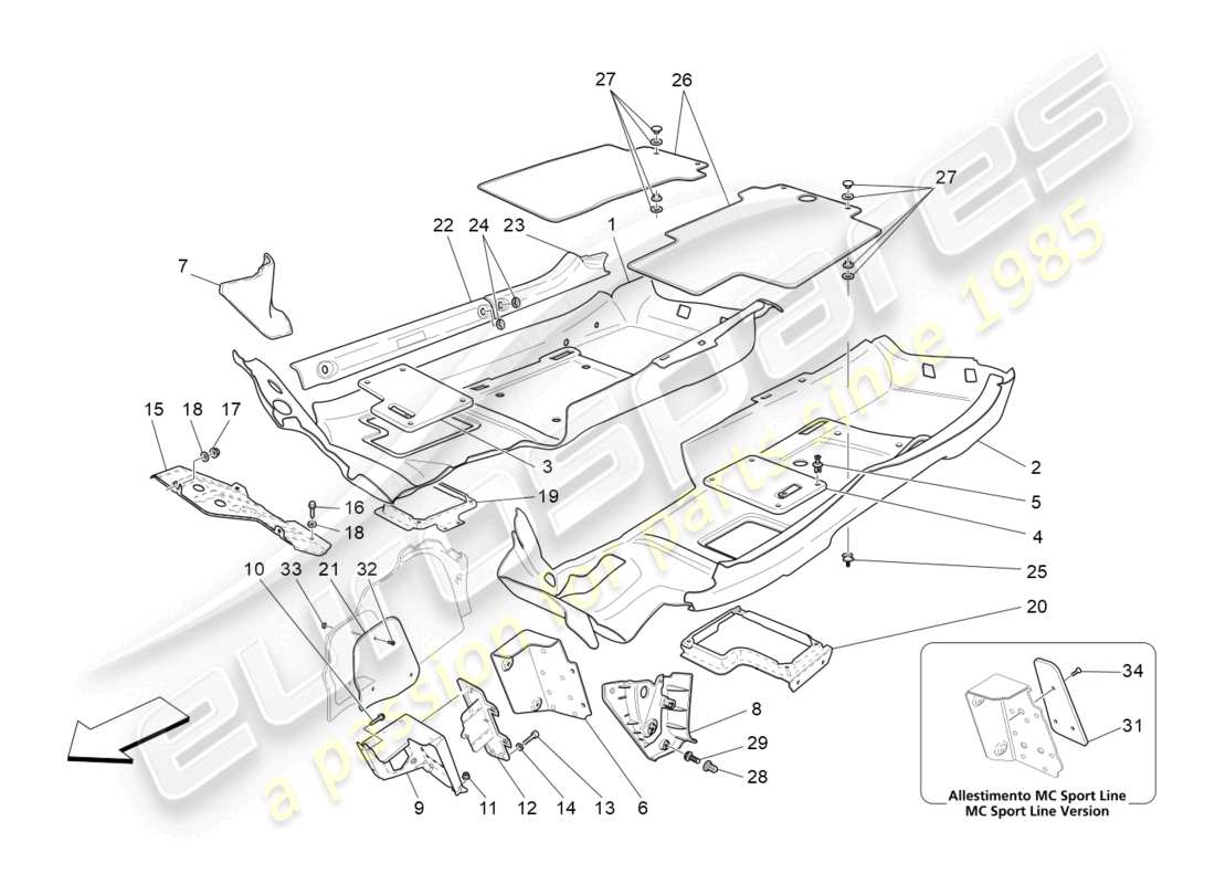 maserati granturismo mc stradale (2012) passenger compartment mats part diagram