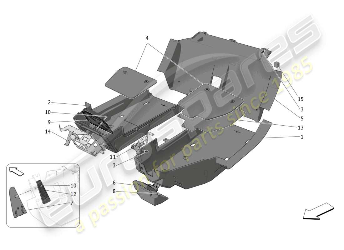 maserati mc20 (2022) passenger compartment mats part diagram