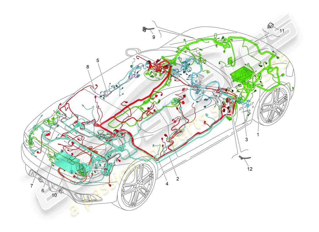 maserati granturismo mc stradale (2012) main wiring part diagram