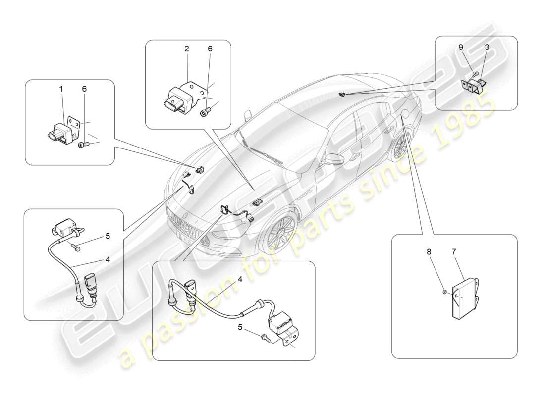 maserati ghibli (2018) electronic control (suspension) part diagram