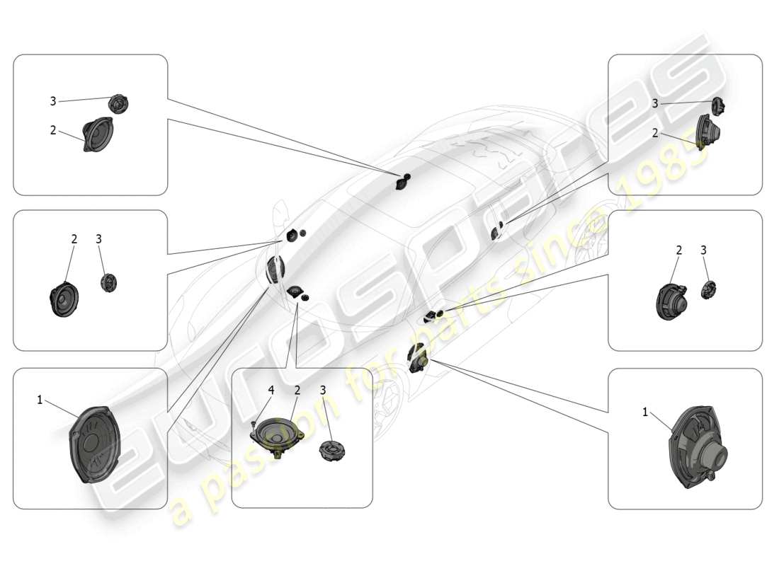 maserati mc20 (2022) sound diffusion system part diagram