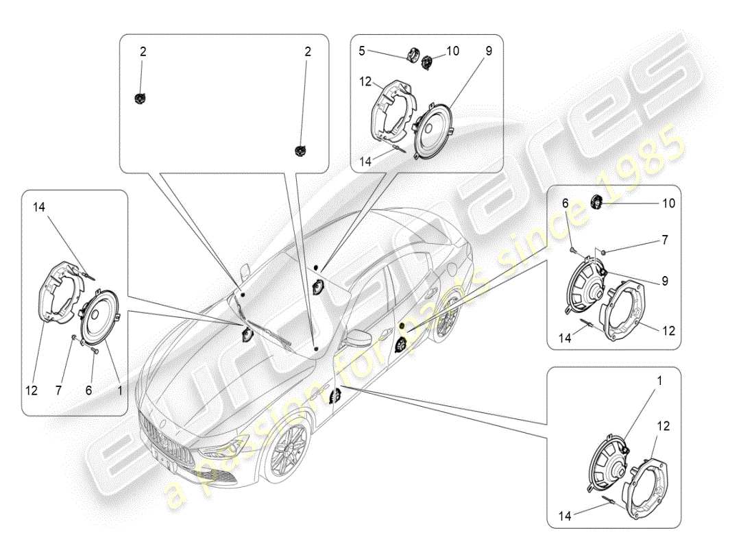 maserati ghibli (2019) sound diffusion system part diagram