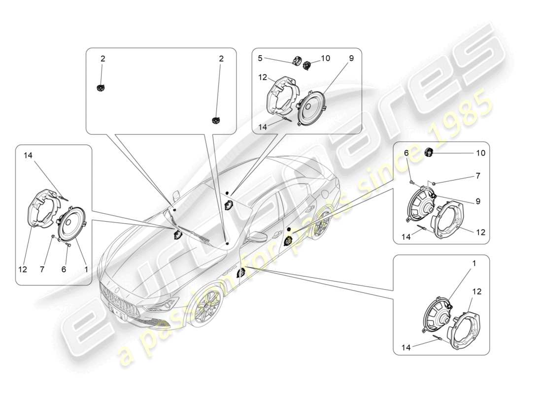 maserati ghibli (2018) sound diffusion system part diagram