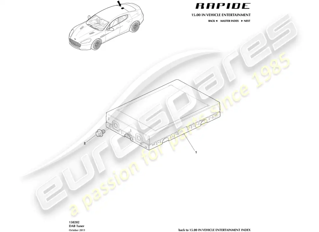 aston martin rapide (2011) dab tuner parts diagram