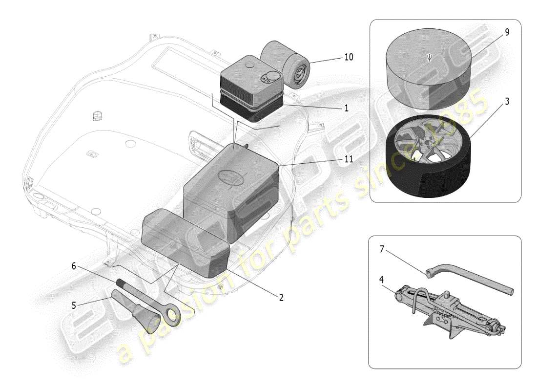 maserati mc20 (2024) standard provided parts diagram