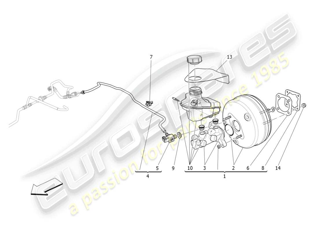 maserati levante modena (2022) brake servo system part diagram