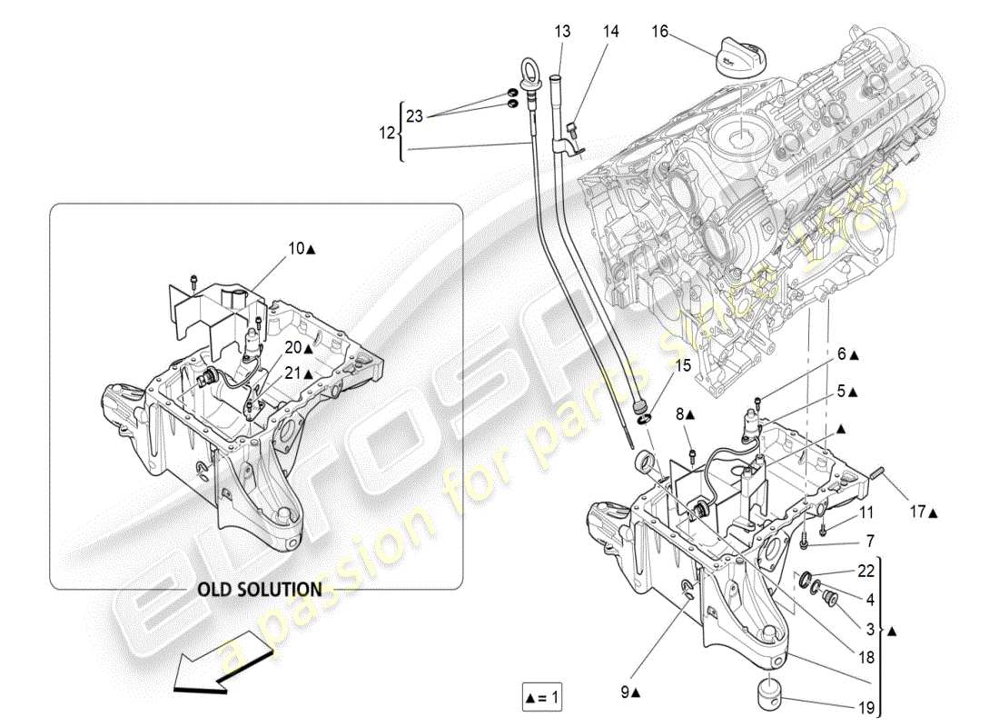 maserati ghibli (2021) lubrication system: circuit and collection part diagram
