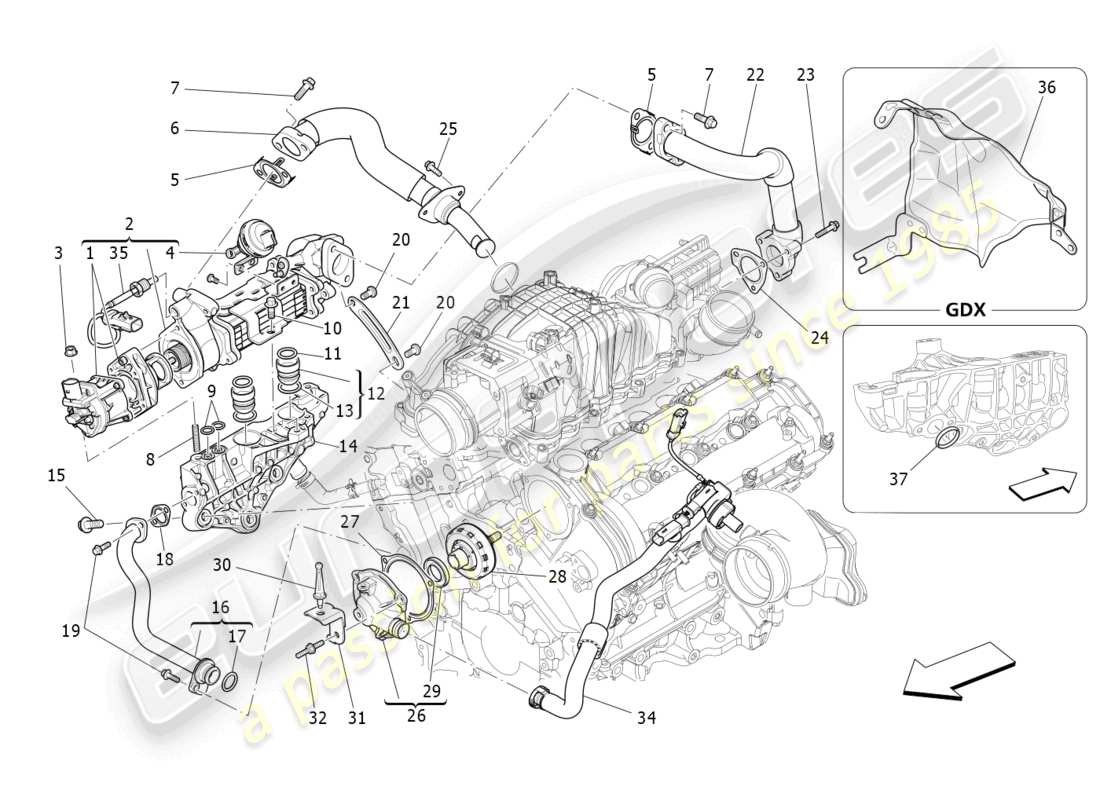 maserati ghibli (2015) oil vapour recirculation system part diagram