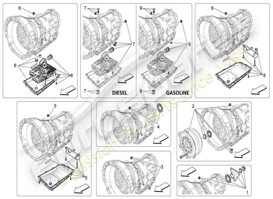 maserati ghibli (2020) gearbox housings parts diagram