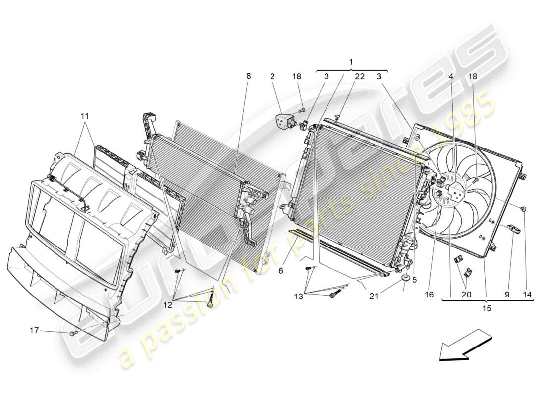 maserati levante modena (2022) cooling: air radiators and ducts part diagram