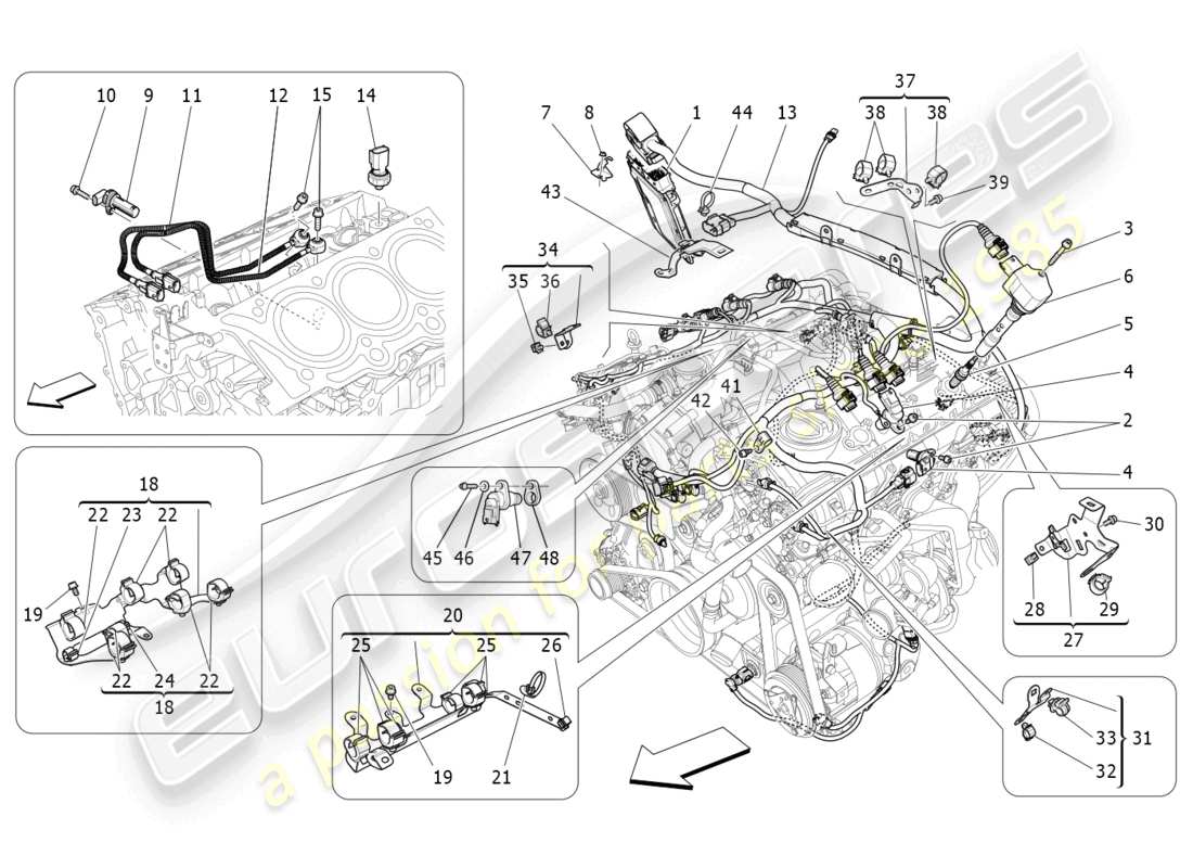 maserati levante modena (2022) electronic control: injection and engine timing control part diagram