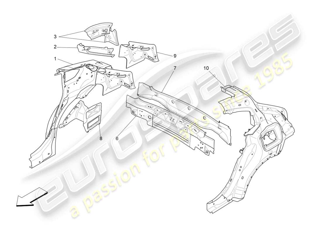 maserati levante modena (2022) bodywork and rear outer trim panels part diagram