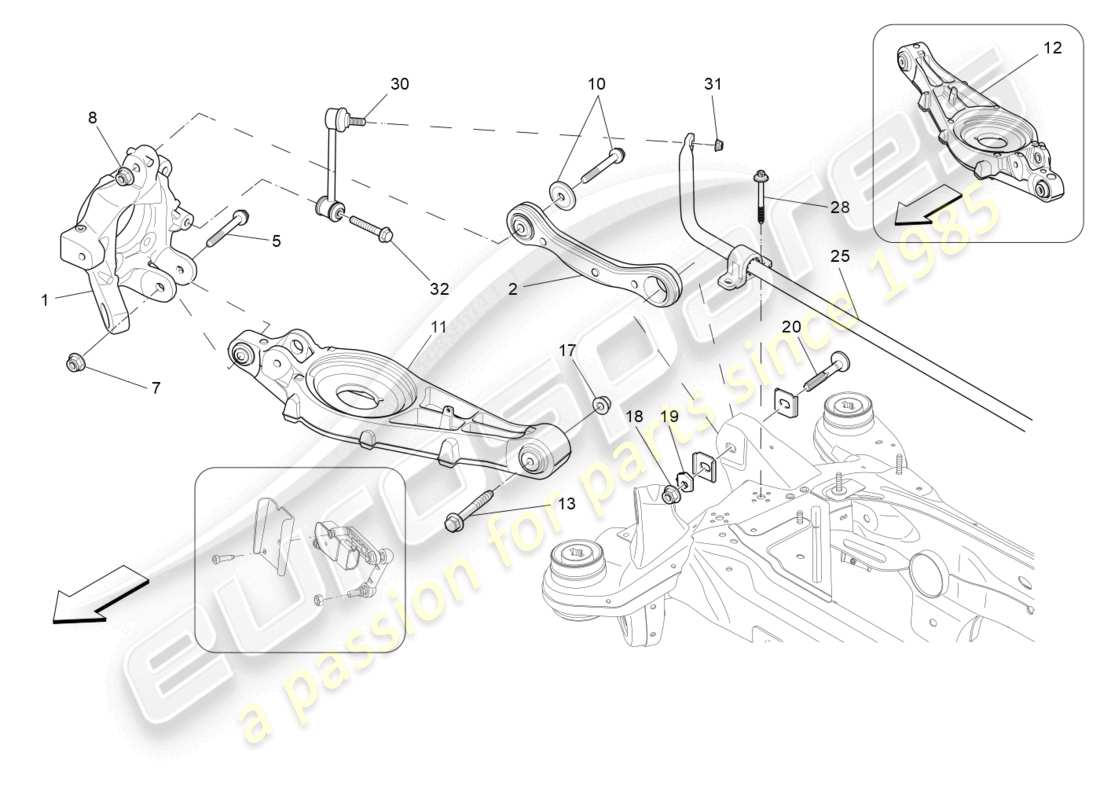 maserati levante trofeo (2020) rear suspension parts diagram