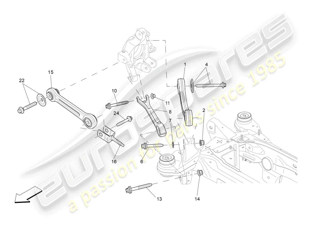 maserati levante modena (2022) rear suspension part diagram