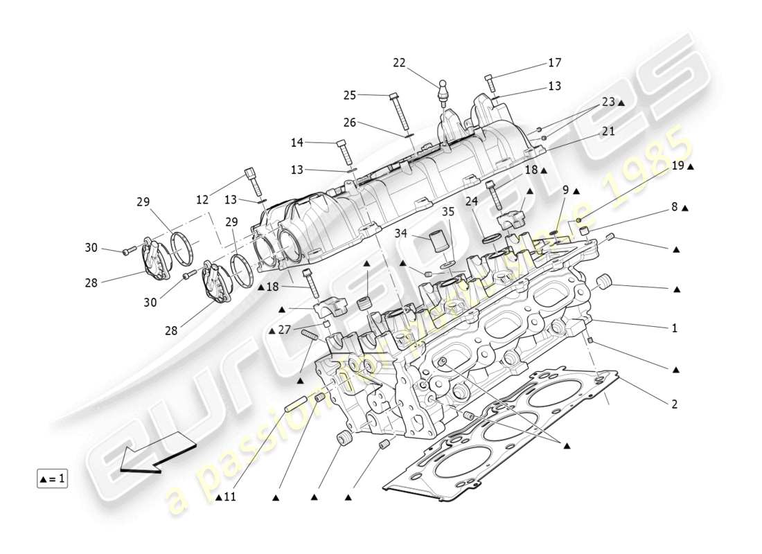 maserati levante modena (2022) rh cylinder head part diagram