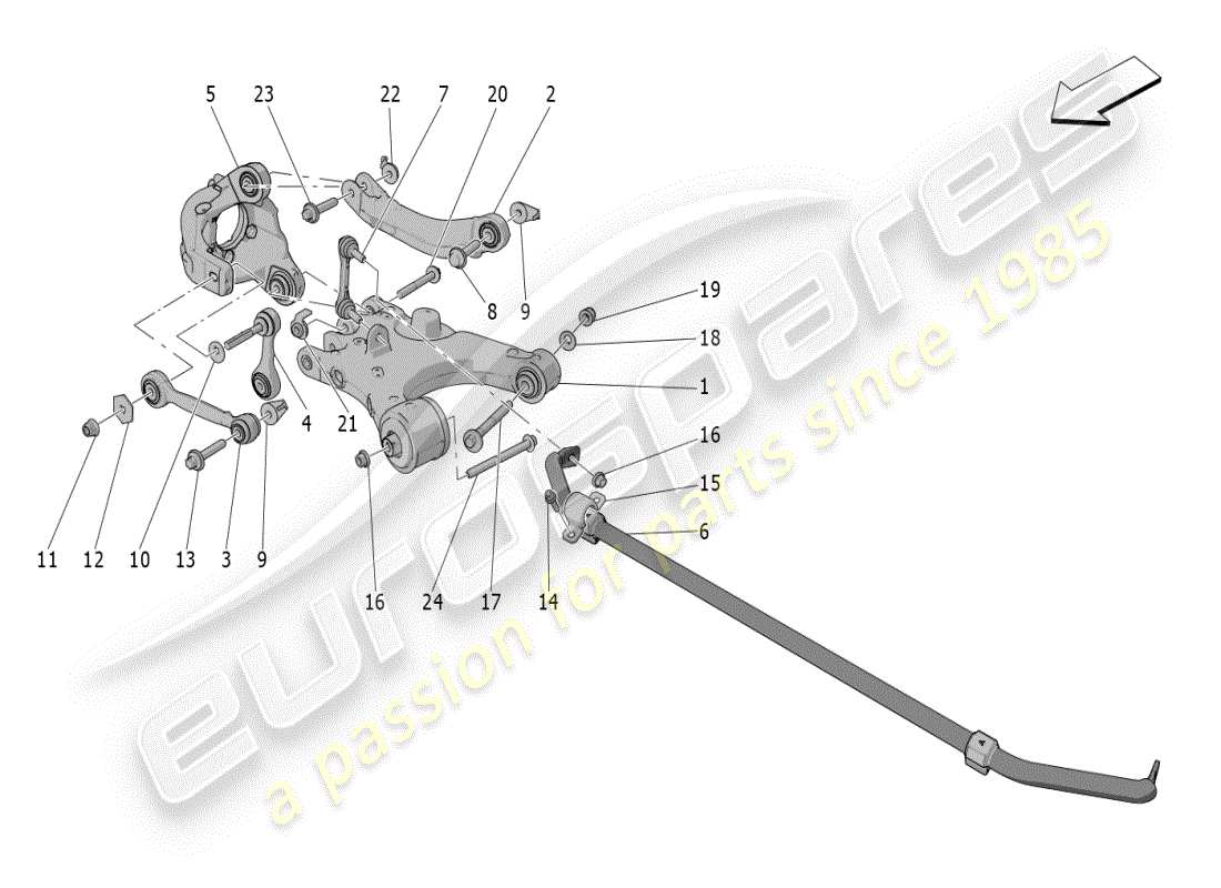 maserati grecale modena (2023) rear suspension part diagram