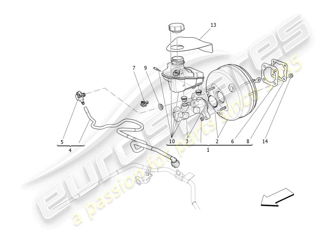 maserati levante modena (2022) brake servo system part diagram