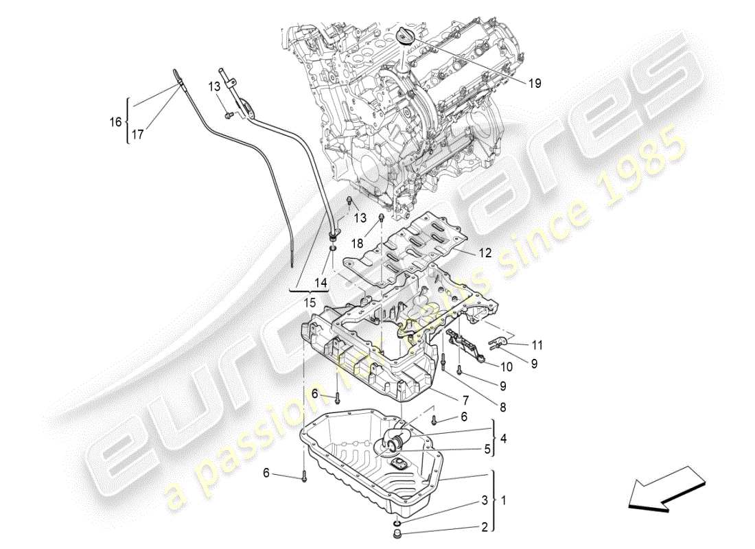 maserati ghibli (2021) lubrication system: circuit and collection part diagram