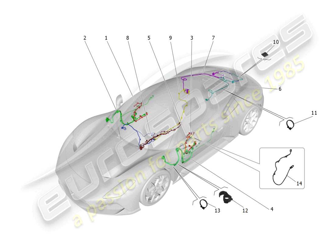 a part diagram from the maserati mc20 (2023) parts catalogue