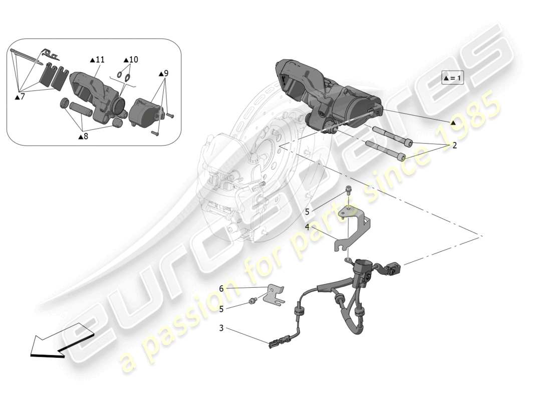 maserati mc20 (2022) parking brake part diagram