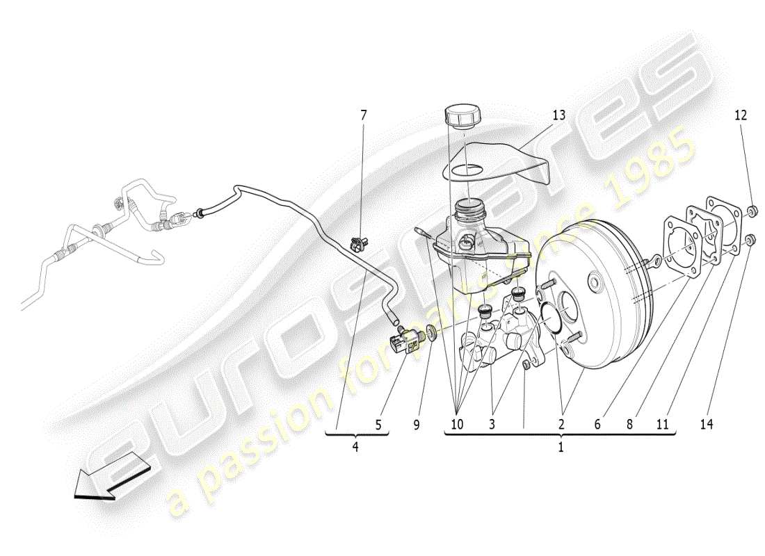 maserati ghibli (2019) brake servo system part diagram
