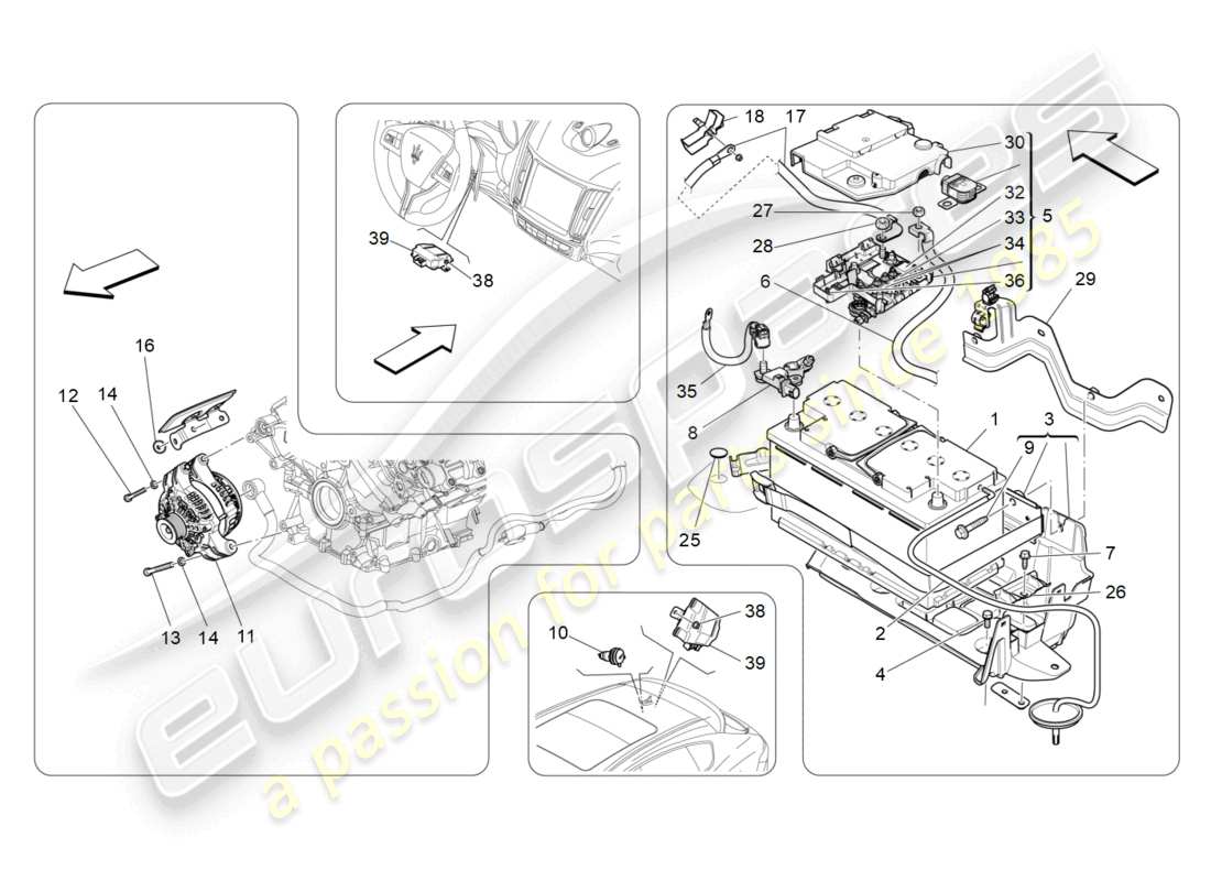 maserati levante trofeo (2020) energy generation and accumulation parts diagram