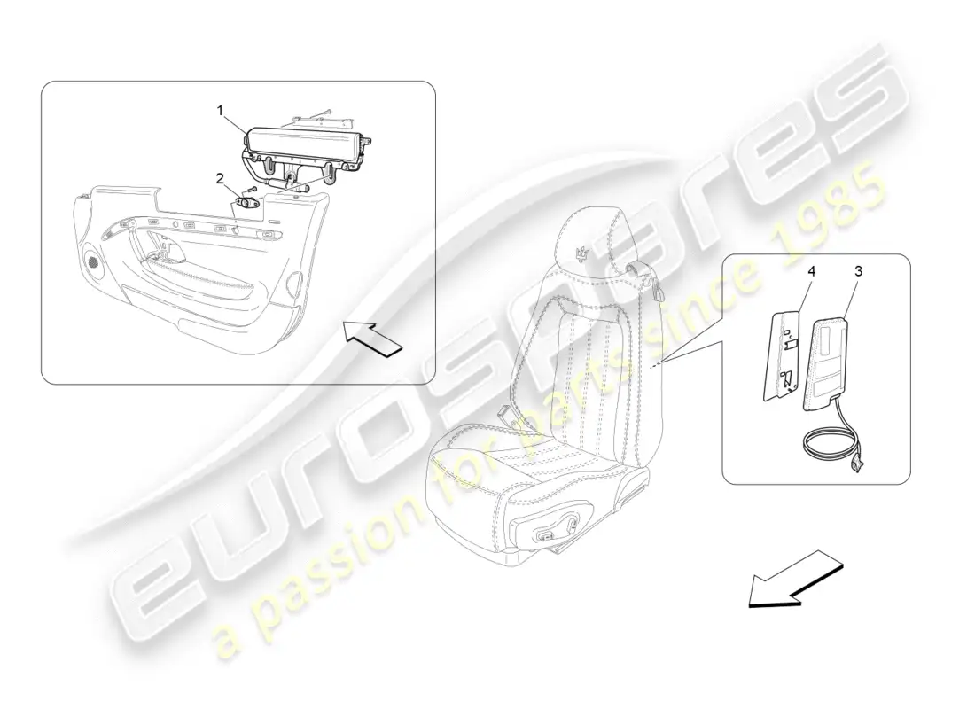 maserati granturismo (2013) front side bag system parts diagram