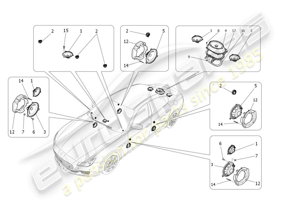 a part diagram from the maserati quattroporte (2018) parts catalogue