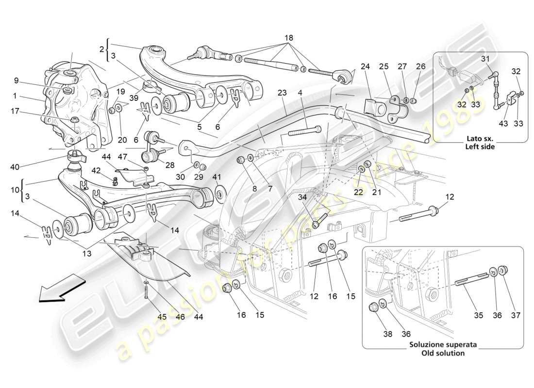 maserati grancabrio mc (2013) rear suspension parts diagram