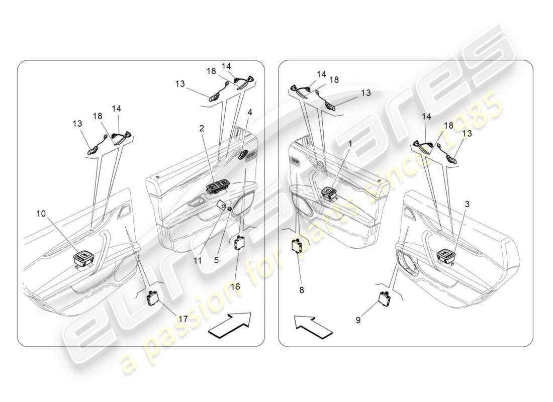 maserati ghibli (2015) door devices parts diagram