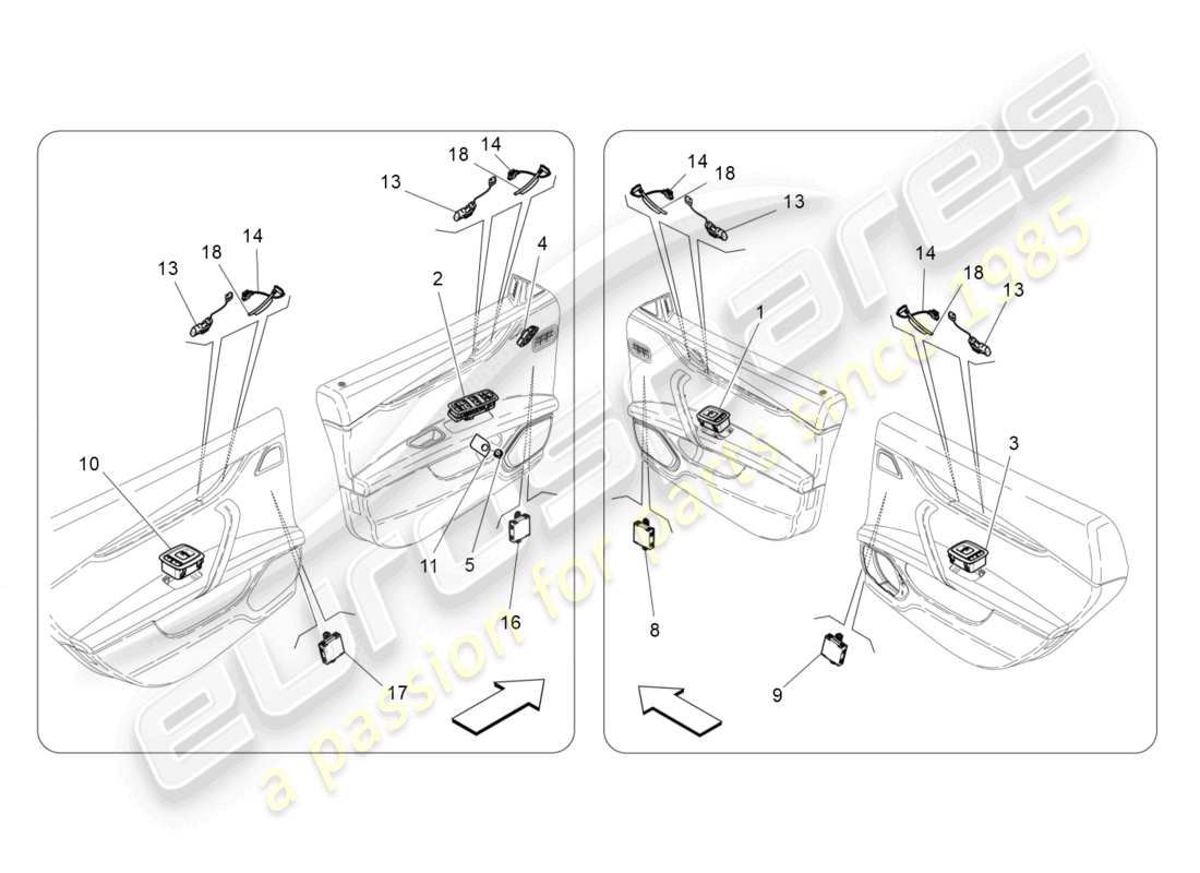 maserati ghibli (2015) door devices part diagram