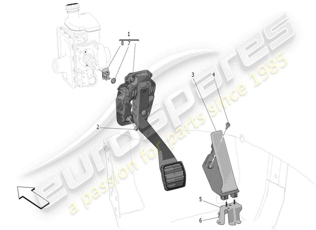 maserati grecale modena (2023) complete pedal board unit part diagram
