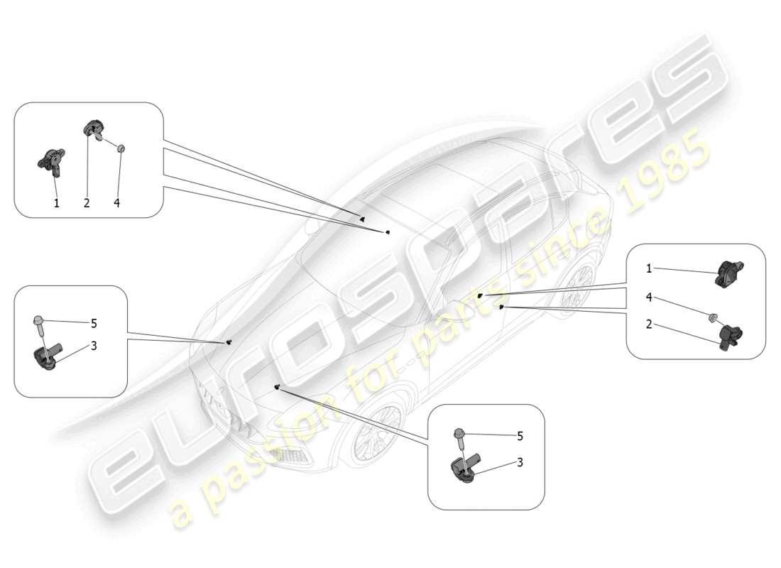 maserati grecale gt (2023) crash sensors part diagram