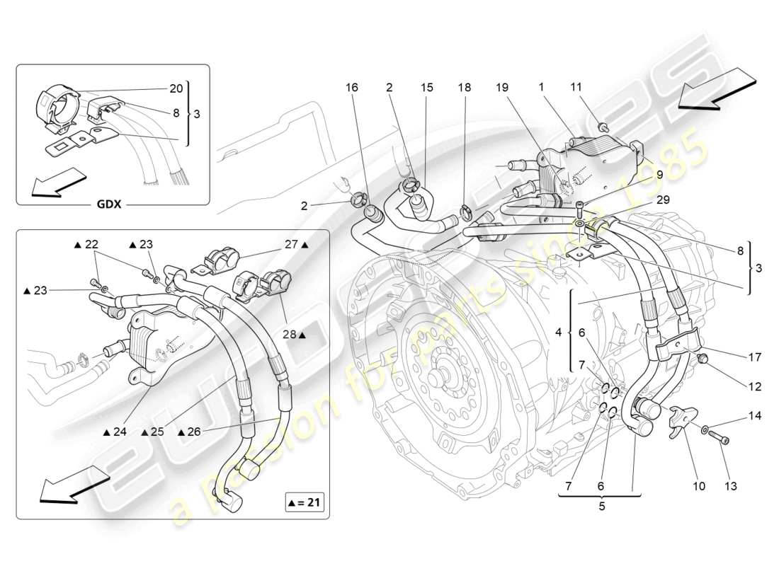 maserati ghibli (2015) lubrication and gearbox oil cooling parts diagram