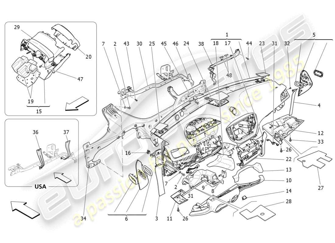 maserati ghibli (2015) dashboard unit parts diagram