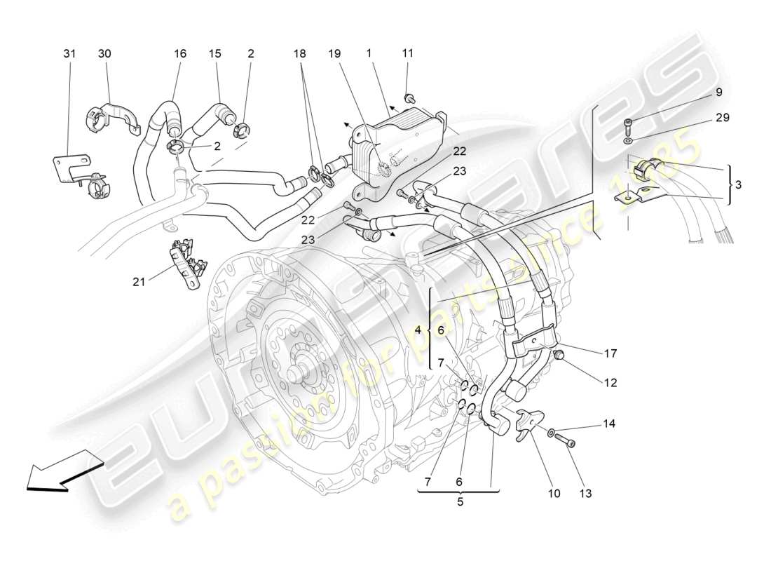 maserati levante trofeo (2020) lubrication and gearbox oil cooling parts diagram