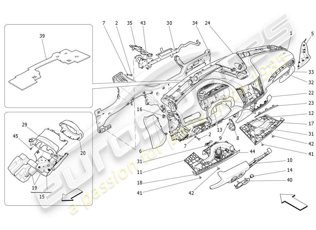 maserati levante modena (2022) dashboard unit part diagram